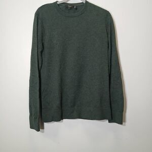 Theory mens small dark green merino wool sweater crewneck pullover